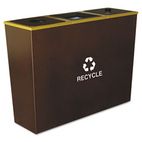 Ex-Cell Metro Collection Recycling Receptacle, Triple Stream, Steel, 54 gal, Brown EXCRCMTR3HCP