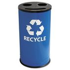 Ex-Cell Round Three-Compartment Recycling Container, Steel, 14 gal, Blue/Black EXCRC15283RBL
