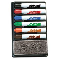 Kit Pennarelli Cancellabili A Secco Con Punta A Scalpello – Expo Set Da 6 Colori Con Gomma E Organizer Magnetico - 4