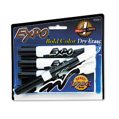 EXPO Dry Erase Markers, Chisel Tip, Black, 4/Set SAN83661