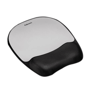 FELLOWES 91758 Soft Memory Foam Mouse Pad With Wrist Rest Silver