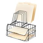 Fellowes Double Tray with Step File, Eight Sections, Wire, 13 7/8 x 10 1/8 x 14, Black FEL72391