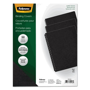 Fellowes Executive Presentation Binding System Covers, 11-1/4 x 8-3/4, Black, 50/Pack
