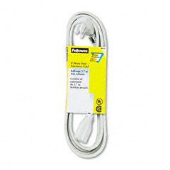 Fellowes Indoor Heavy-Duty Extension Cord, 3-Prong Plug, 1 Outlet, 9-ft. Length, Gray FEL99595