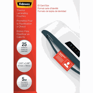 Fellowes Laminating Pouches, Thermal, 3 7/8"(H) x 2 5/8"(W) Size, 5 Mil, 25 Pack (52007)
