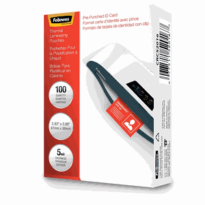 Fellowes Laminating Pouches, Thermal, ID Tag Punched, 5 Mil, 100 Pack (52016)