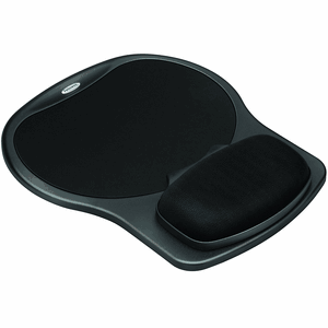 FELLOWES MANUFACTURING 93730 Easy Glide Gel Mouse Pad w/Wrist Rest, 10 x 12, Black/Black