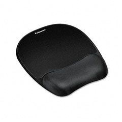 Fellowes Mouse Pad w/Wrist Rest, Nonskid Back, 8 x 9-1/4, Black FEL9176501