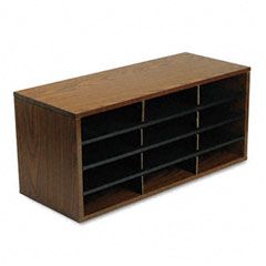Fellowes Particle Board Literature Sorter, 12 Section, 29 x 11 7/8 x 12 15/16, Medium Oak FEL25400