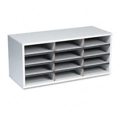Fellowes Particle Board Literature Sorter, 12 Sections, 29 x 11 7/8 x 12 15/16, Dove Gray FEL25004