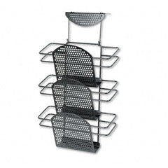 Fellowes Perf-Ect Partition Additions Three-Pocket Organizer, 12 1/2 x 21 3/8, Black FEL22318