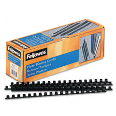 Fellowes Plastic Comb Bindings, 3/8" Diameter, 55 Sheet Capacity, Black, 100 Combs/Pack FEL52325