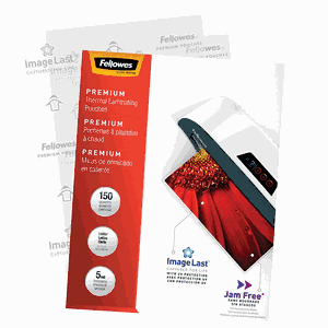 Fellowes Thermal Laminating Pouches, ImageLast, Jam Free, Letter Size, 5 Mil, 150 Pack (5204007)