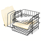Fellowes Triple Tray w/Sorter, Six Sections, Wire, 17 3/4w x 12 5/8d x 8 3/8h, Black FEL72331