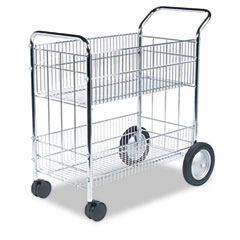 Fellowes Wire Mail Cart, 22-1/4w x 38-1/2d x 39-1/4h, Chrome FEL40912