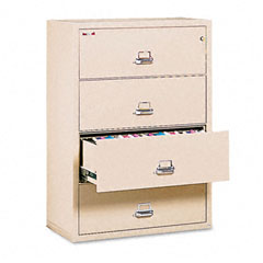 FireKing 4-Drawer Lateral File, 31-1/8w x 22-1/8d, UL Listed 350, Ltr/Legal, Parchment FIR43122CPA