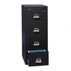 FireKing 4-Drawer Vertical File, 20-13/16w x 31-9/16d, UL 350 for Fire, Legal, Black FIR42131CBL