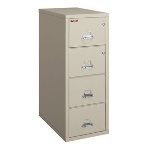 Fireproof Three Drawer Vertical File with Safe 32"D Putty (Parchment)