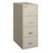 Fireproof Three Drawer Vertical File with Safe 32"D Putty (Parchment)