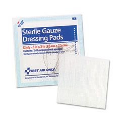 First Aid Only Gauze Pads, 3" x 3", 5/Pack FAO5005