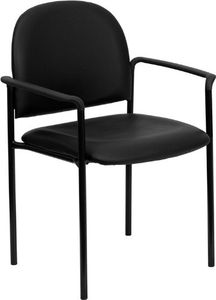 Flash Furniture BT-516-1-VINYL-GG Black Vinyl Comfortable Stackable Steel Sid.