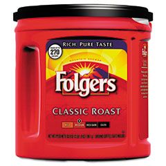 Folgers Coffee, Classic Roast Regular, Ground, 33.9 oz., Can, 6/Carton FOL00367CT