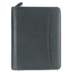 FranklinCovey Nappa Leather Ring Bound Organizer w/Zipper, 5-1/2 x 8-1/2, Black FDP33963