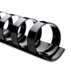 GBC CombBind Standard Spines, 1/4" Diameter, 25 Sheet Capacity, Black, 100/Box GBC4000020