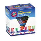 GEM Paper Clips, Plastic, Large (1-3/8"), Assorted Colors, 200/ Box GEMPC0600