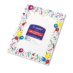 Geographics Design Paper, 24 lbs., Party, 8-1/2 x 11, White, 100/Pack GEO39219