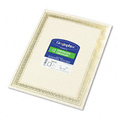 Geographics Foil Enhanced Certificates, 8-1/2 x 11, Gold Flourish Border, 12/Pack GEO45492