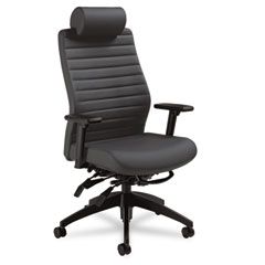 Global Aspen Series Executive Back Multi-Tilt Chair w/Headrest, Onyx Vinyl GLB28503SO47