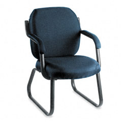 Global Commerce Series Guest Arm Chair, Sled Base, Ocean Blue Fabric GLB4735BKPB08