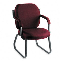 Global Commerce Series Guest Arm Chair, Sled Base, Rhapsody Burgundy Fabric GLB4735BKPB07