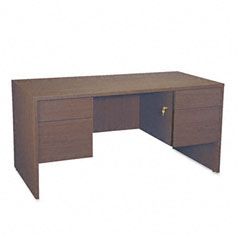 Global Genoa Series Double Pedestal Desk, 60w x 30d x 29h, Mahogany GLBG3060DPMAF