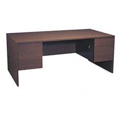 Global Genoa Series Double Pedestal Desk, 72w x 36d x 29h, Mahogany GLBG3672DPMAF