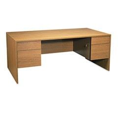 Global Genoa Series Double Pedestal Desk, 72w x 36d x 29h, Oak GLBG3672DPHVO