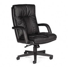 Global Series Leather High-Back Swivel/Tilt Chair w/Arms, Black GLB3966BK450550