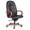 Global Tamiri High-Back Tilt Chair, 24-1/2 x 27 x 45, Black Leather, Wood Arms/Base GLB49664AHM4505