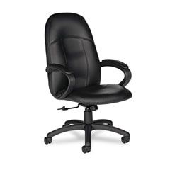 Global Tamiri Series High-Back Tilt Chair, 25 x 27 x 45, Black Leather, Black Frame GLB4526450550