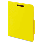 Globe-Weis 40 Pt. Classification Folders, 2" Fasteners, 2/5 Tab, Letter, Yellow, 10/BX GLW23775YEL