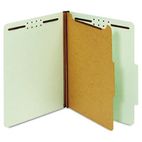 Globe-Weis Pressboard Classification Folders, 4 Fasteners, 2/5 Cut, Letter, Green, 10/Box GLW23776