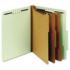 Globe-Weis Pressboard Classification Folders, 8 Fasteners, 2/5 Cut, Letter, Green, 10/Box GLW24091