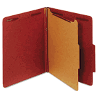 Globe-Weis Pressboard Classification Folders, Four Fasteners, 2/5 Cut, Letter, Red, 10/Box GLW23775