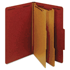 Globe-Weis Pressboard Classification Folders, Six Fasteners, 2/5 Cut, Legal, Red, 10/Box GLW29075