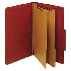 Globe-Weis Pressboard Classification Folders, Six Fasteners, 2/5 Cut, Legal, Red, 10/Box GLW29075