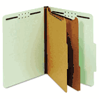 Globe-Weis Pressboard Classification Folders, Six Fasteners, 2/5 Cut, Letter, Green, 10/Box GLW24076