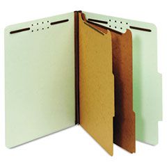 Globe-Weis Pressboard Classification Folders, Six Fasteners, 2/5 Cut, Letter, Green, 10/Box GLW24076