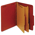 Globe-Weis Pressboard Classification Folders, Six Fasteners, 2/5 Cut, Letter, Red, 10/Box GLW24075