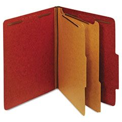 Globe-Weis Pressboard Classification Folders, Six Fasteners, 2/5 Cut, Letter, Red, 10/Box GLW24075